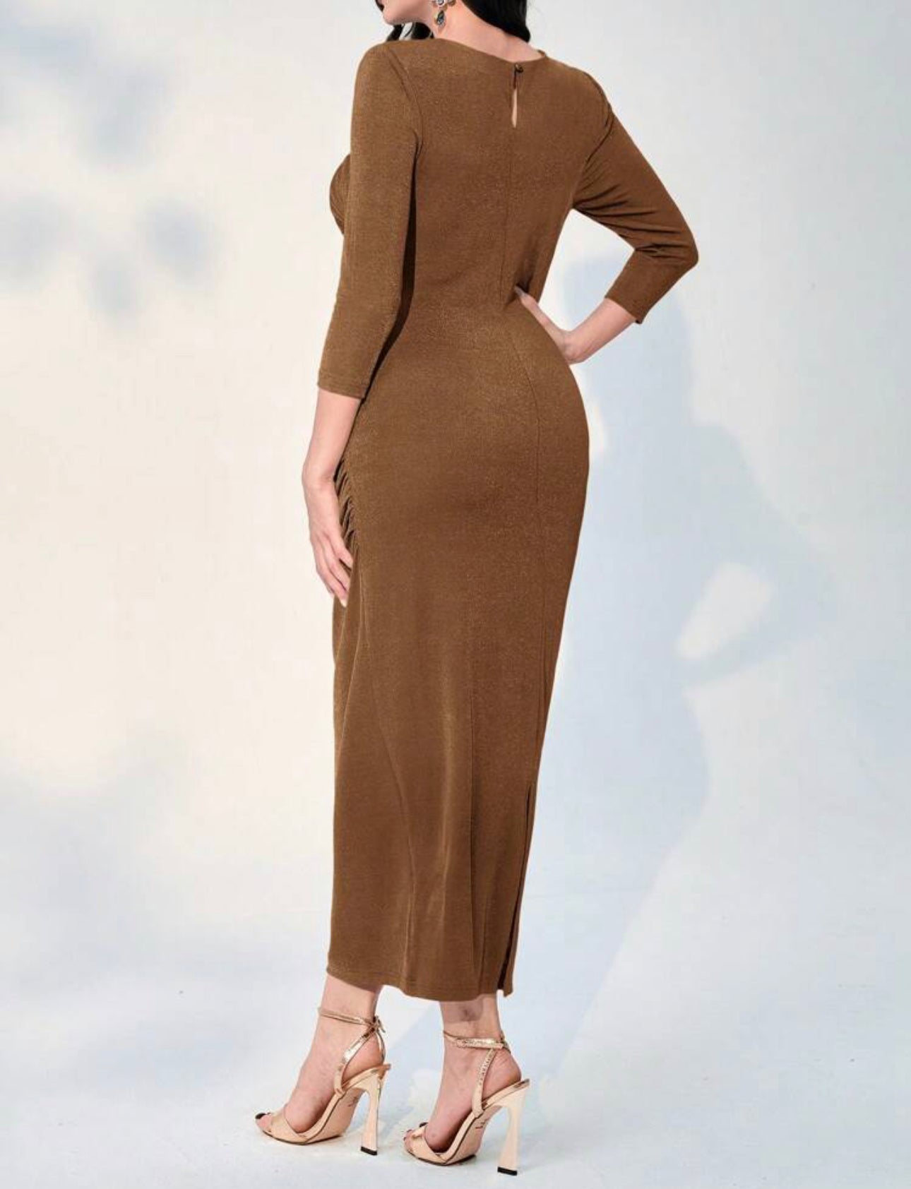 Modely Solid Ruched Bodycon Dress