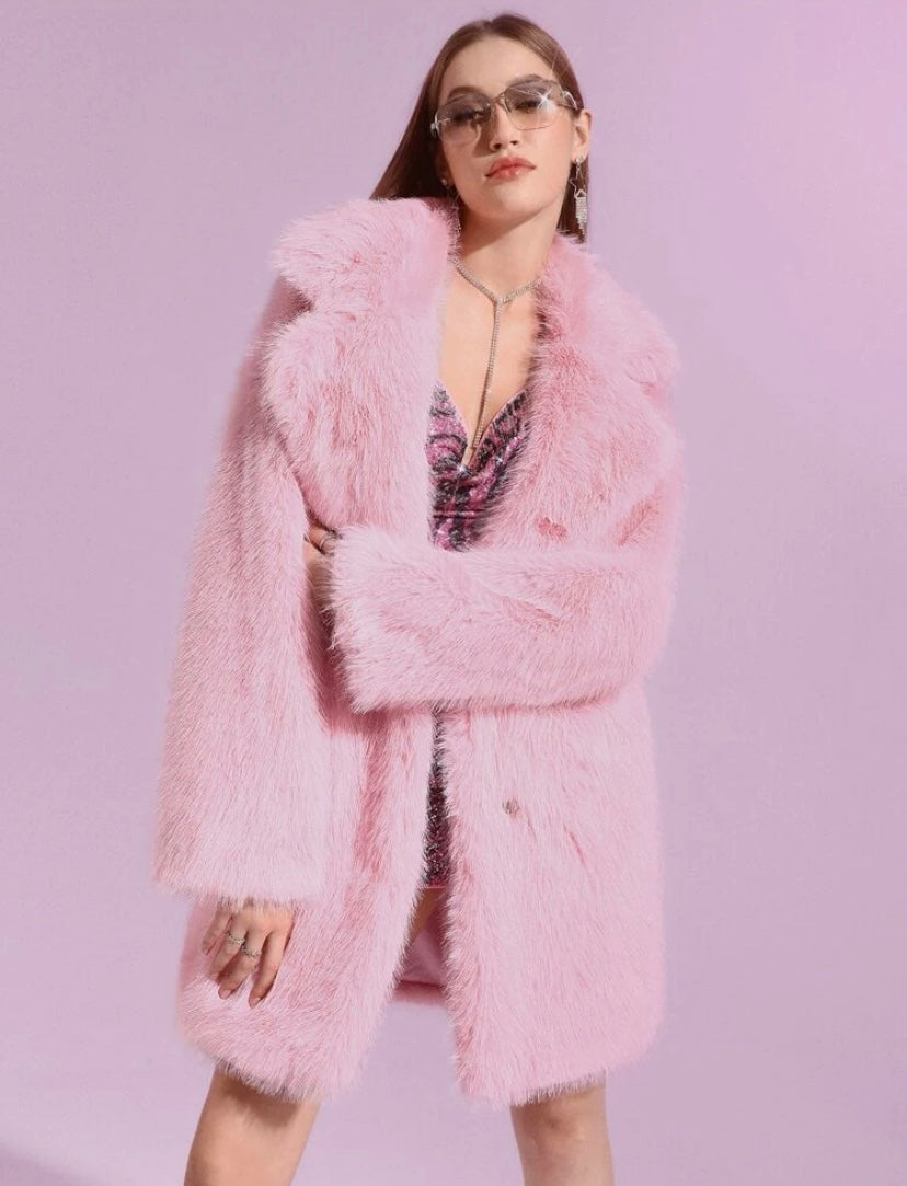 Pink Faux Fur Coats