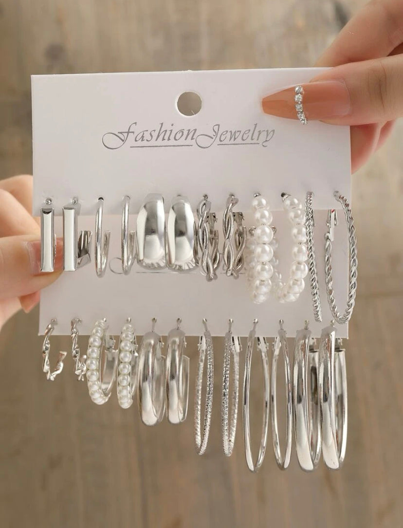 silver earrings set