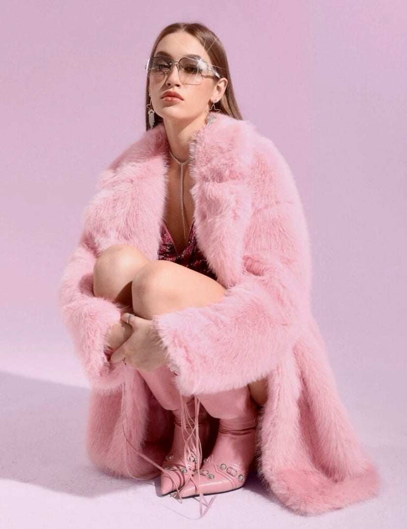 Pink Faux Fur Coats