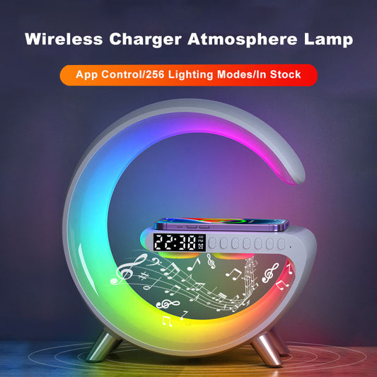 2023 New Intelligent LED Lamp Bluetooth Speaker Wireless Charger Atmosphere Lamp App Control - dabarey