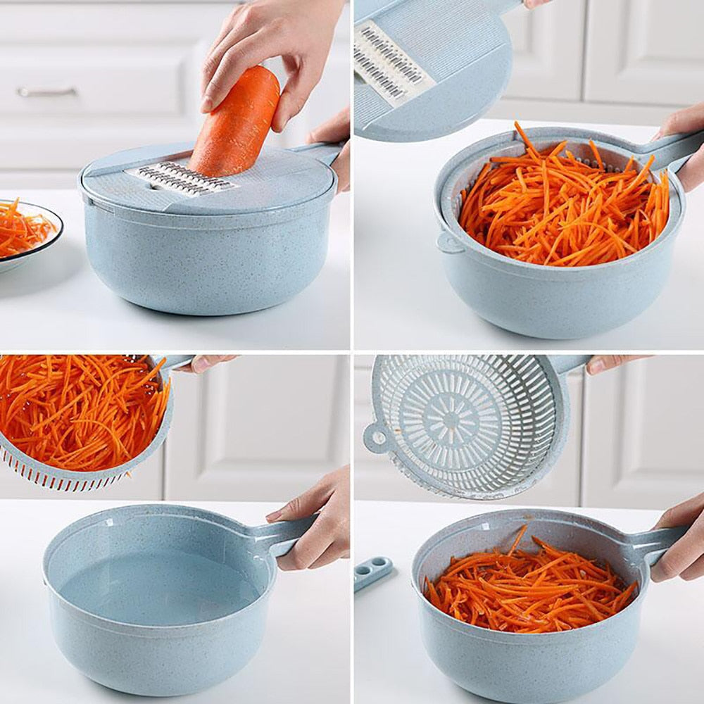 8 In 1 Mandoline Slicer Vegetable Slicer Potato Peeler Carrot Onion Grater With Strainer Vegetable Cutter Kitchen Accessories - dabarey