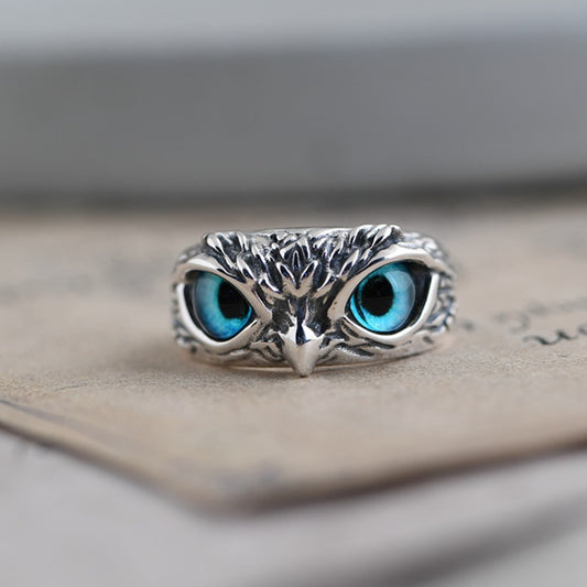 Charm Vintage Cute Men and Women Simple Design Owl Ring Silver Color Engagement Wedding Rings Jewelry Gifts - dabarey